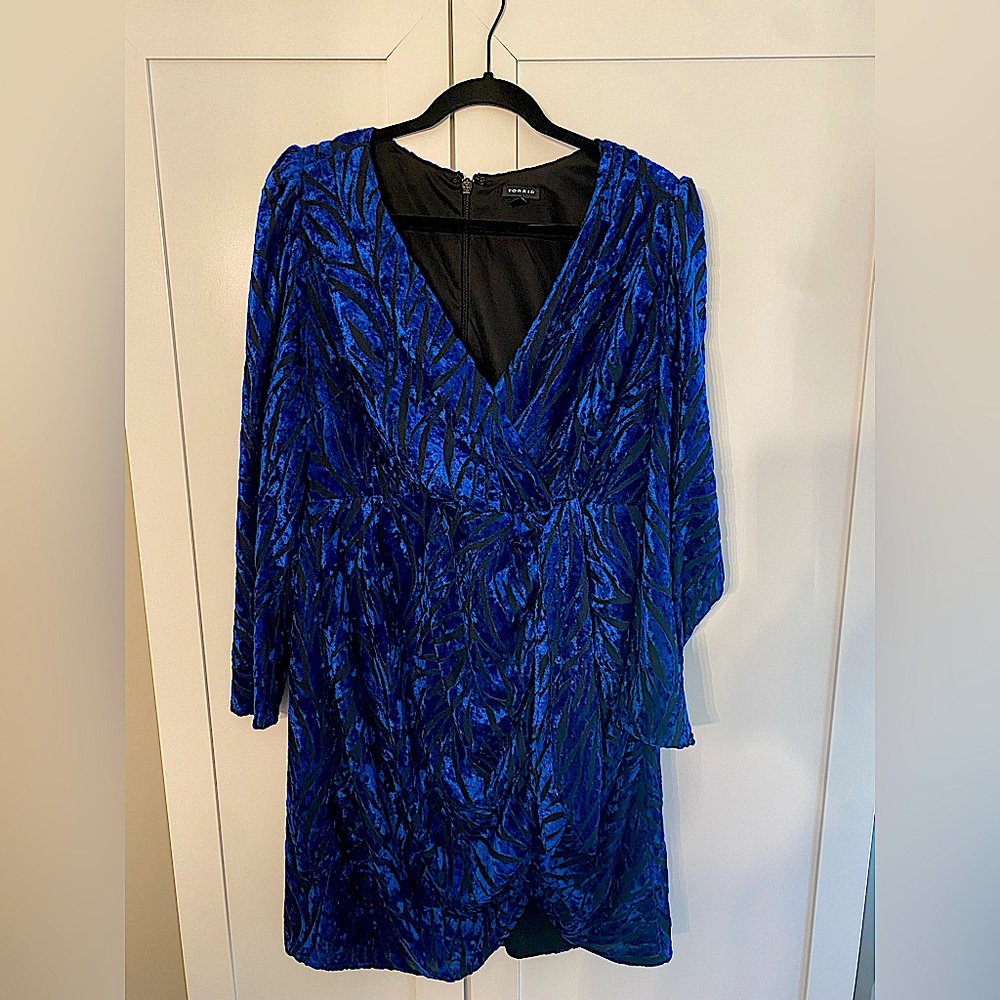 Blue and Black Velvet Dress